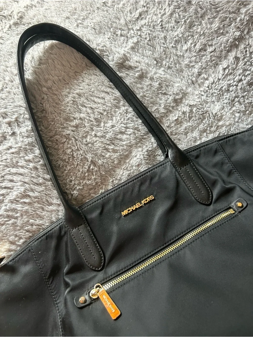 Michael Kors Black Tote with Gold Accents